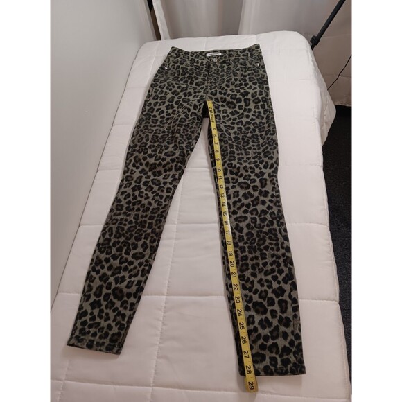 Good American Good Waist Crop Womens 25 Sage Green Leopard Print High Rise - Picture 5 of 8